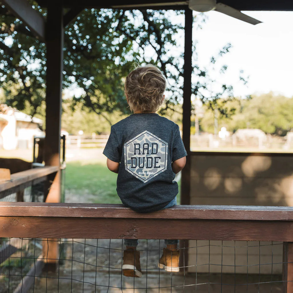 Burlebo Youth Short Sleeve Tee - Rad Dude Deer Camo - Heather Black