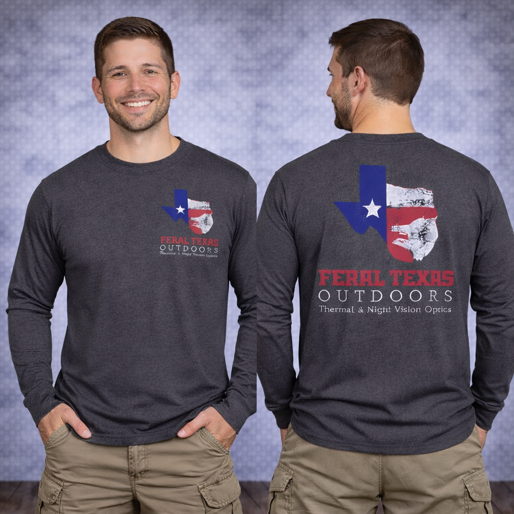Feral Texas Outdoors Charcoal Heather Long Sleeve Shirt