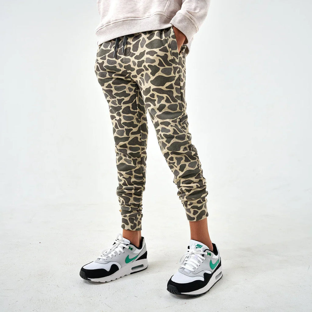 Burlebo Youth Fleece Jogger - Classic Deer Camo - Medium